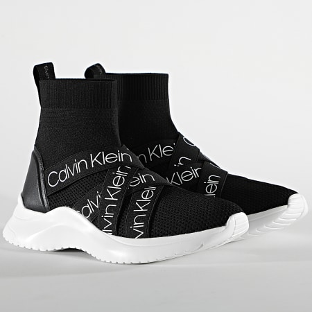 Calvin Klein - Baskets Femme Umney Knit Sock B4E4633 Black White